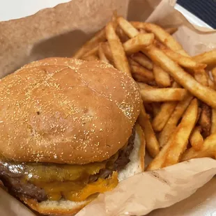Plain cheeseburger with their wonderful crispy seasoned fries