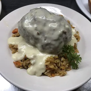 Chicken Cordon Bleu over rice pilaf