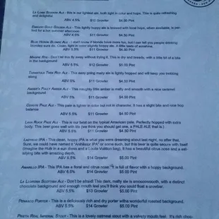 Beer Menu