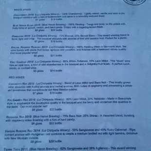 Wine Menu
