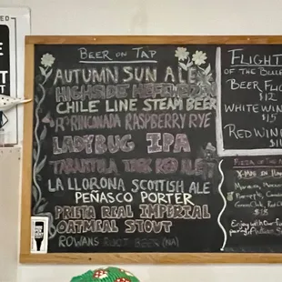 January 2023 Taps / Wine Menu