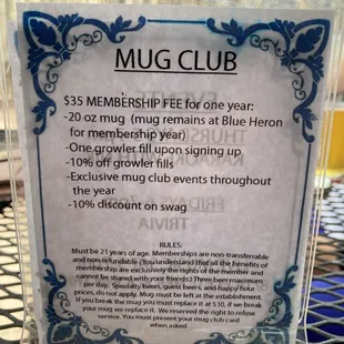 Blue Heron Brewing Company.  The Mug club.