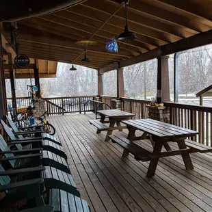 Extended porch for outside dining.