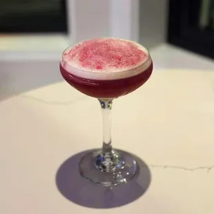 Enjoy our take on the classic New York Sour. Egg whites to give a foamy perfection and a red wine float, because what doesn&apos;t wine go with?