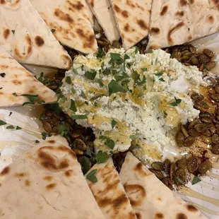 Whipped feta with pita bread.