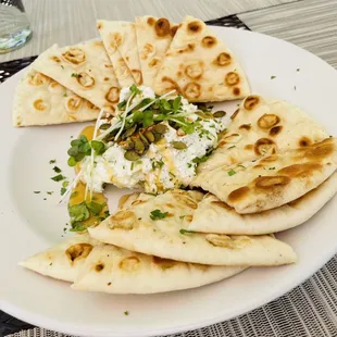 a plate of flatbreads