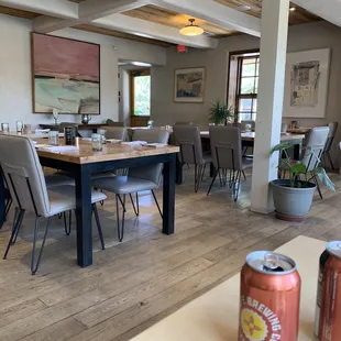 tables and chairs in a restaurant