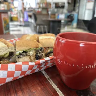 My favorite grilled mushrooms sandwiches and americano