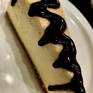 Cheese cake with blackberry compote.