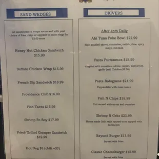 menu
