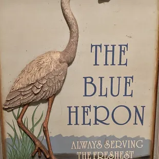 the sign for the blue heron