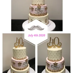 Ivory and Gold 40th Birthday Cake