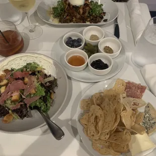 Salad, charcuterie and mushroom app