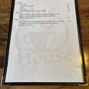 Breakfast Menu. Breakfast ends at 11 am.