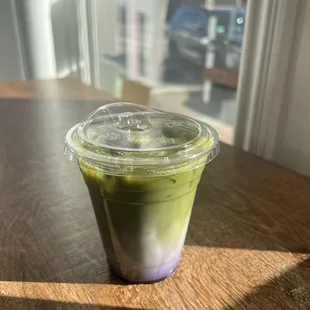 Ube matcha latte