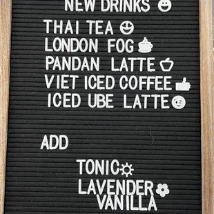 New Drinks!!!! As of 4/17/2021.