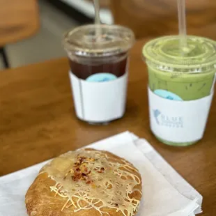 a pastry and a drink