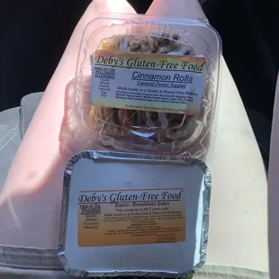 Can&apos;t wait to enjoy our Gluten-Free Cinnamon Roll and Bacon Breakfast Bake. So glad we found this place!!