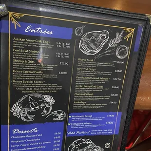a menu for a restaurant