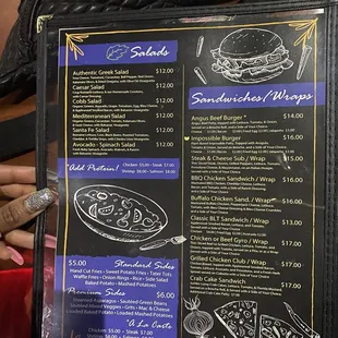 a menu for a restaurant
