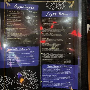 a menu for a restaurant