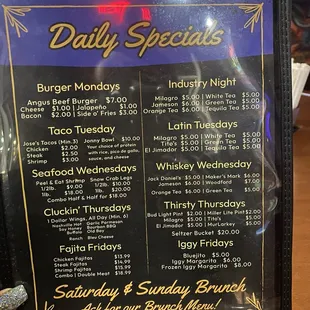 a menu for a restaurant