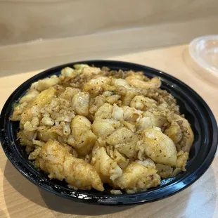 Flounder with shrimp fried rice. Fish costs an extra 3 dollars but it's yummy!