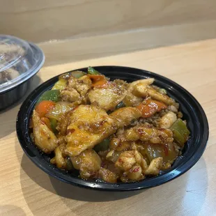 Spicy chicken with shrimp fried rice!