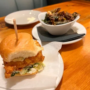 Crispy Fish Slider + Brussels Sprouts