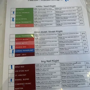 Wine flight list