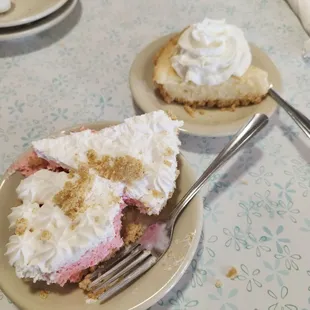 Strawberry creme pie and key lime pie