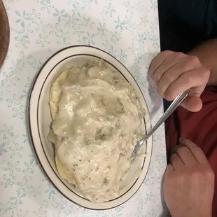 Sausage and gravy.  Cinnamon twist