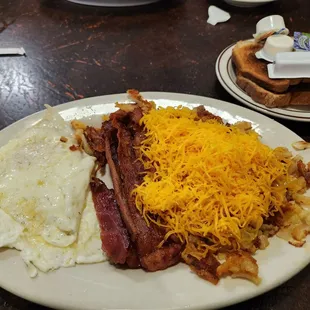 Northside breakfast with cheese on the hash browns
