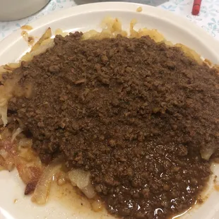 Chili hash browns.
