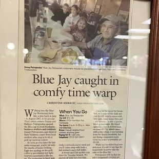 Seen on the wall at Blue Jay&apos;s.