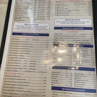 menu and prices