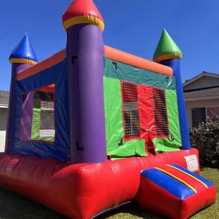 Blue Red Green Jumper Bounce House Inflatable #J001. 13' x 13' Angled View 1