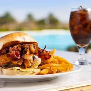 a burger and fries