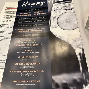 Happy Hour menu