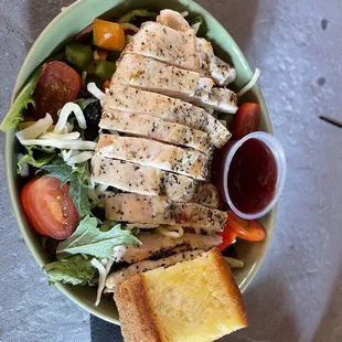 a bowl of chicken salad