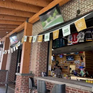 the bar and the outside of the restaurant