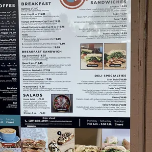 Menu as of February 2023