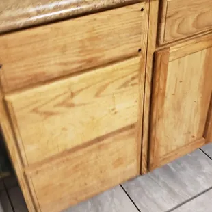 Nasty splatter on the cabinets