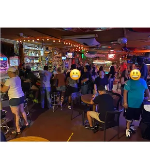 a group of people in a bar
