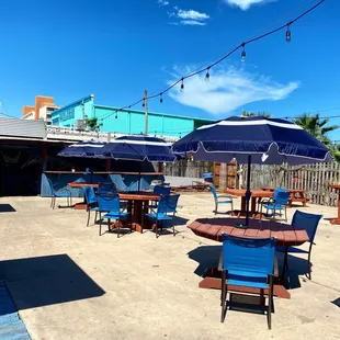 tables and umbrellas