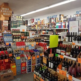 bottles of wine in a store