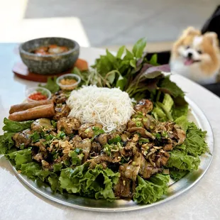 #3: Bún Chả Hà Nội: Grilled pork belly, pork patties, egg rolls, vermicelli, viet coriander, mint, perilla, dipping broth | $45.95