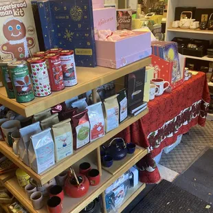 a display of holiday teas