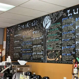 a menu on the wall