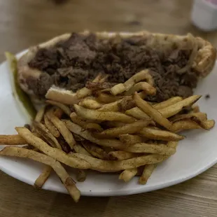 Philly cheesesteak and handcut fries